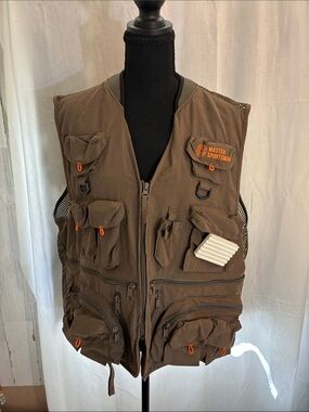 Master Sportsman Brown Utility Fishing Vest Men’s Sz XL